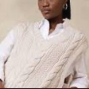 BANANNA REPUBLIC SIMONA CABLE SWEATER VEST cream white NEW WITH TAGS XL/XXL